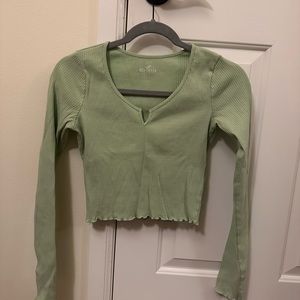 Green Hollister Ribbed Baby Tee Size Small